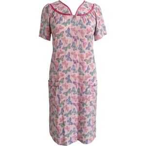Elegant Emily snap-front duster robe Grannycore Nightgown Sz M vintage butterfly